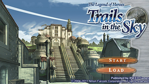 Legend of Heroes: Trails in the Sky title screen for PSP